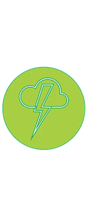 Lightning Cloud Icon Green Background PNG image