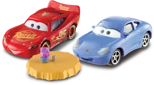 Lightning Mc Queenand Sally Carrera Toys PNG image