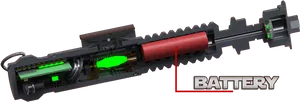 Lightsaber Internal Componentswith Battery Label PNG image