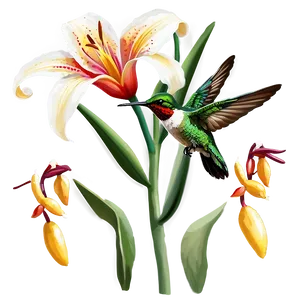 Lilies And Hummingbirds PNG 06282024