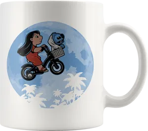 Liloand Stitch Bike Ride Mug PNG image