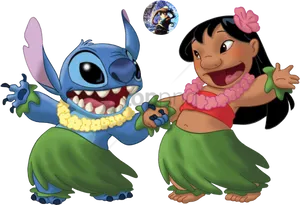 Liloand Stitch Hawaiian Friends PNG image