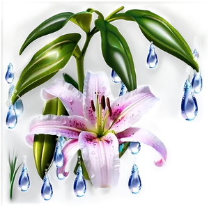 Lily Flower With Dew Drops PNG Cyw PNG