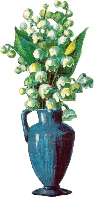 Lilyofthe Valleyin Blue Vase PNG image