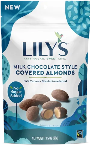 Lilys Milk Chocolate Style Covered Almonds Package PNG image