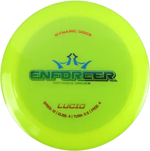 Lime Green Enforcer Distance Driver Disc PNG image