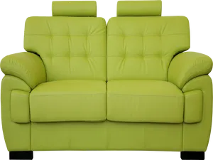 Lime Green Leather Loveseat PNG image