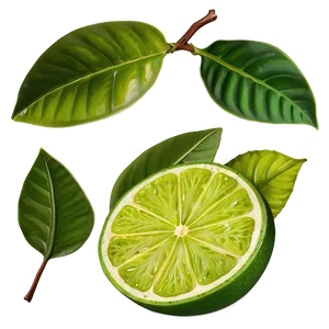 Lime With Leaf PNG 05242024