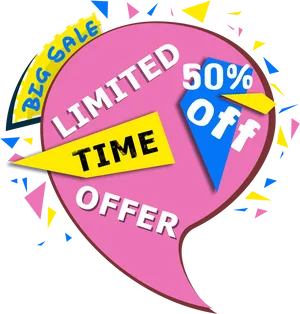 Limited Time Sale50 Percent Off Promotion PNG image