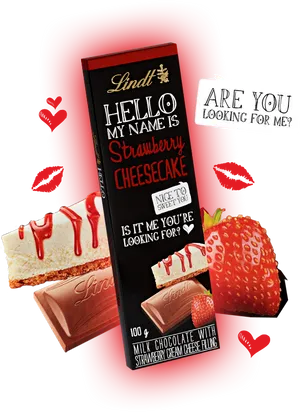 Lindt Hello My Name Is Strawberry Cheesecake Chocolate PNG image