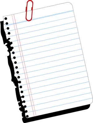 Lined Notebook Paperwith Paperclip PNG image