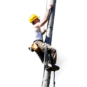 Lineman Climbing Pole Png 06282024 PNG image