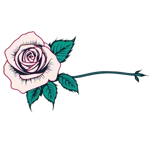 Linework Rose Tattoo Outline PNG 05252024
