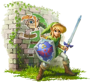 Link Hero With Swordand Shield PNG image