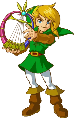 Link_with_ Harp_ Artwork_ Zelda PNG image