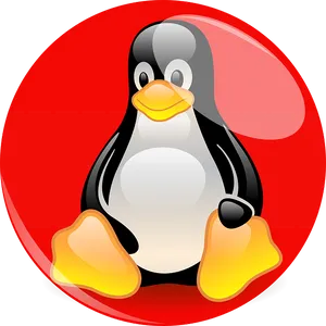 Linux Mascot Tux Red Background.png PNG image