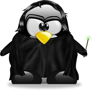 Linux Mascot Tux Wizard Illustration PNG image