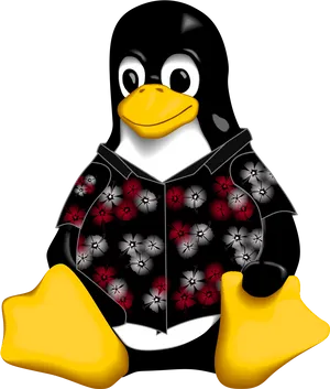 Linux Mascot Tuxwith Hawaiian Shirt PNG image
