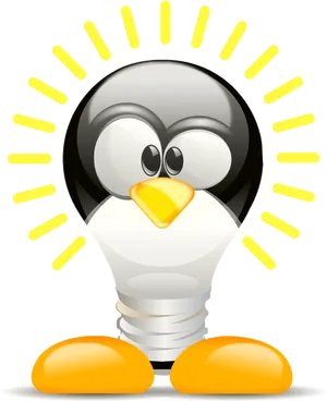 Linux Penguin Lightbulb Idea PNG image
