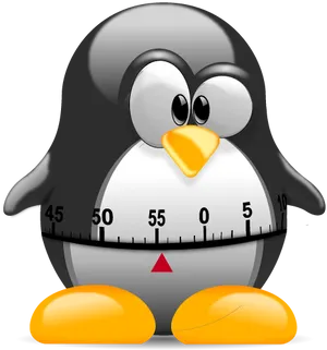 Linux Penguin Timer Illustration PNG image