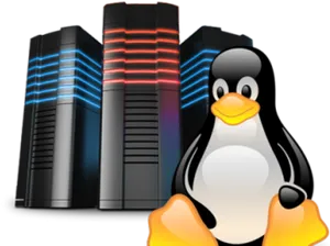 Linux Penguinand Servers.png PNG image