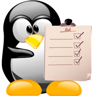 Linux Penguinwith Checklist PNG image