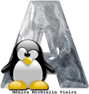 Linux Penguinwith Crystal Letter A PNG image