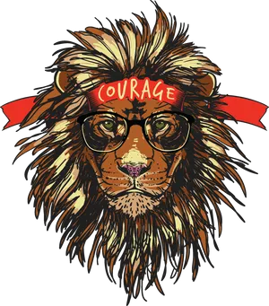 Lion Courage Bandana Glasses PNG image