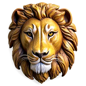Lion Face Carving PNG Vtg PNG