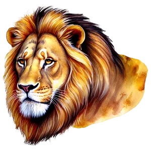 Lion Face Watercolor Png 06122024 PNG image