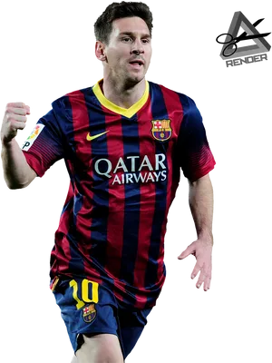 Lionel Messi Barcelona Action Shot PNG image