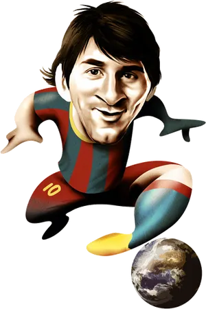 Lionel Messi Cartoon Superhero PNG image
