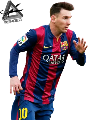 Lionel Messi F C Barcelona Action Shot PNG image
