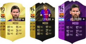 Lionel Messi F U T Cards Comparison PNG image