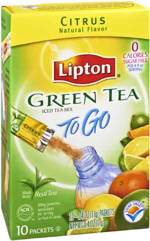 Lipton Citrus Green Tea To Go Packets PNG image