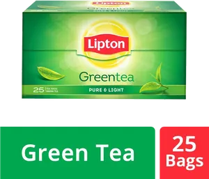 Lipton Green Tea25 Bags Packaging PNG