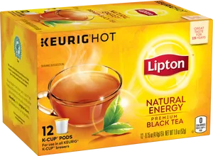 Lipton Natural Energy Black Tea K Cup Pods Box PNG image