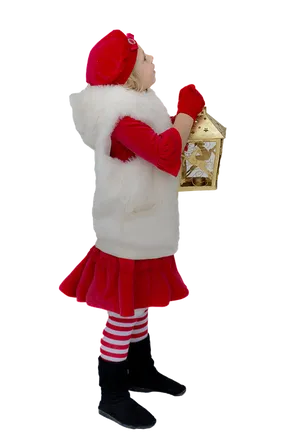 Little Girl Christmas Lantern Outfit PNG image