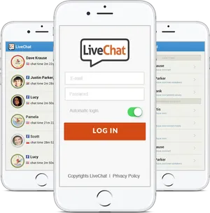 Live Chat Mobile App Screenshots PNG image