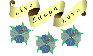 Live Laugh Love Banner Flowers PNG