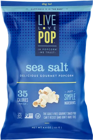 Live Love Pop Sea Salt Popcorn Bag PNG image