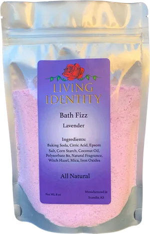 Living Identity Lavender Bath Fizz Package PNG image