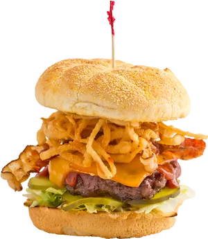 Loaded Gourmet Burgerwith Fries PNG image