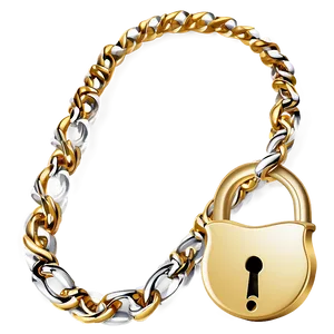 Lock Gold Necklace PNG 06122024