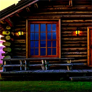 Log Cabin At Sunrise PNG Cve