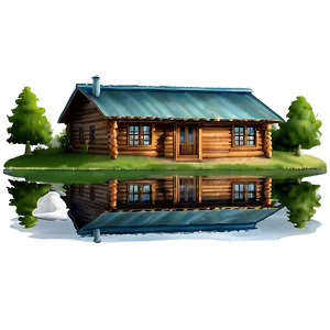 Log Cabin By The Lake Png 06122024 PNG image