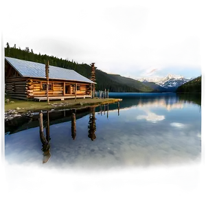 Log Cabin By The Lake Png 7 PNG image