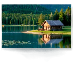 Log Cabin By The Lake PNG Cth