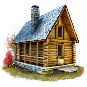 Log Cabin In Autumn PNG 06122024