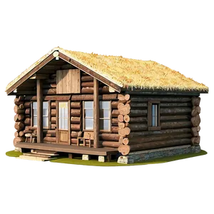 Log Cabin In Fall Foliage PNG Ohf